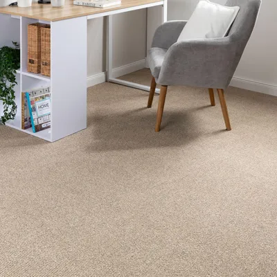 Produktbild von Steffensmeier Teppichboden Rhodos Meterware  | Auslegware für Kinderzimmer Wohnzimmer Schlafzimmer | Beige Braun, Größe: 200x400 cm