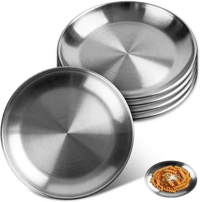 Produktbild von Edelstahl Teller 20 cm, spülmaschinenfest, stapelbar, für Camping