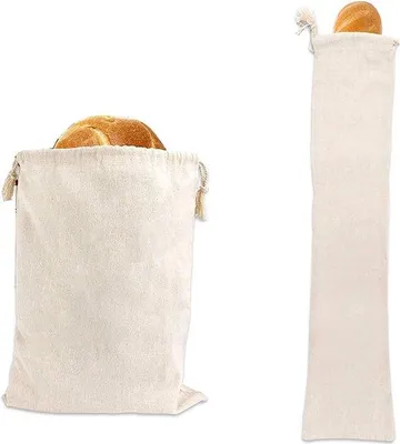 Image de Sacs en lin réutilisables, lot de 2, lin biologique, sacs à pain