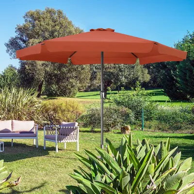Produktbild von Kingsleeve® Sonnenschirm UV Schutz 80+ mit Schutzhülle 330 cm Balkon Kurbel Strandschirm Groß Wasserabweisend Aluminium Windöffnung Gartenschirm Rund, Farbe:terracotta