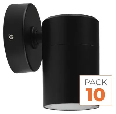 Image de Applique murale LED noire, indice de protection IP65, culot GU10 - Pack de 10