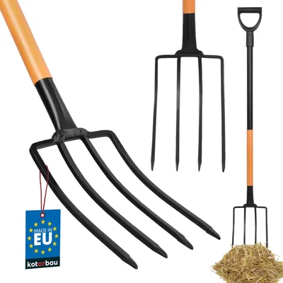 Obrázok produktu pre KOTARBAU® Rycie vidly so 4 hrotmi Vidly s oceľovou rukoväťou 130 cm Vidly na hnoj s D-rukoväťou Vidly na hnojenie Vidly na hnoj Záhradné vidly Záhradná starostlivosť Záhradné náradie Záhradné náradie