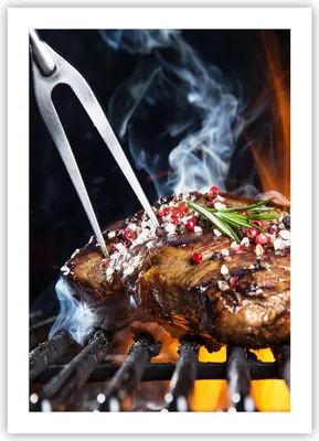 Produktbild von Poster - Poster ohne Rahmen - Steak Grill Flammen Essen - 50x70 cm - Wand Bild - Wanddeko - Wandbilder - Kunstposter - Wandposter - Bilder - Kunstdruck - Wanddekoration - Wandbild - P2XPA50x70-2865