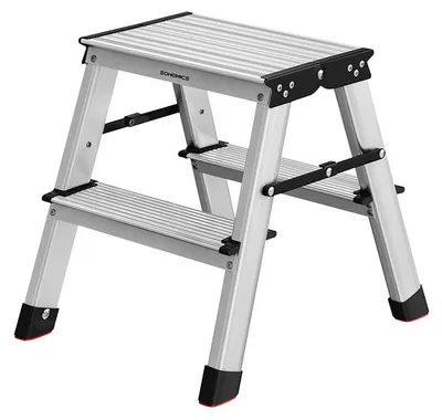 Image de Tabouret d'escalier en aluminium, 2 marches, pliable, antidérapant, dimensions : 45 x 35,5 x 38 cm