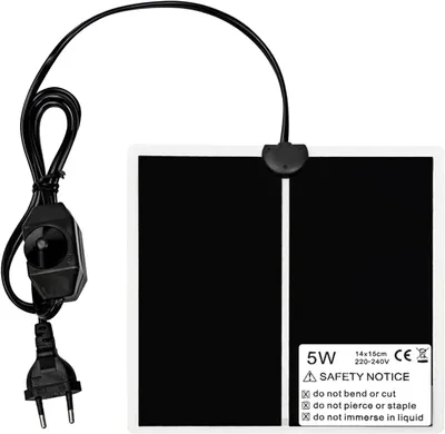 Obrázok produktu pre Terarijná vykurovacia podložka 5W, regulácia teploty, 15 x 14 cm, vodotesná, pre plazy, čierna