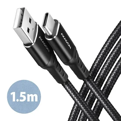 Produktbild von Axagon BUCM-AM15AB HQ USB-C <> USB-A Kabel 1.5 m, 1,5 m, USB A, USB C, USB 2.0, 0,48 Gbit/s, Schwarz