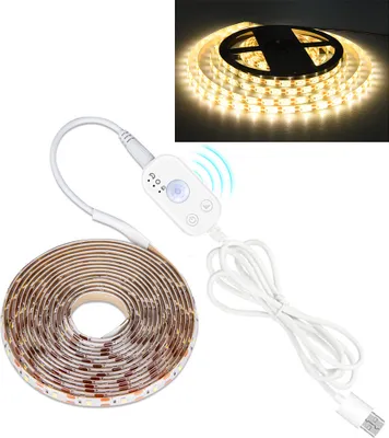 Produktbild von 2m LED Streifen PIR Bewegungssensor Dimmbar USB Lichtband Schrankbeleuchtung, Warmweiß