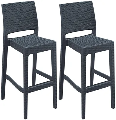 Produktbild von CLP 2er Set Barhocker Jamaica UV-beständig, wetterfest dunkelgrau