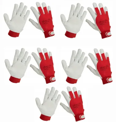 Produktbild von DBautomotive Arbeitshandschuhe Ziegenleder Rot Größe 11 Klettverschluss 5 Paar