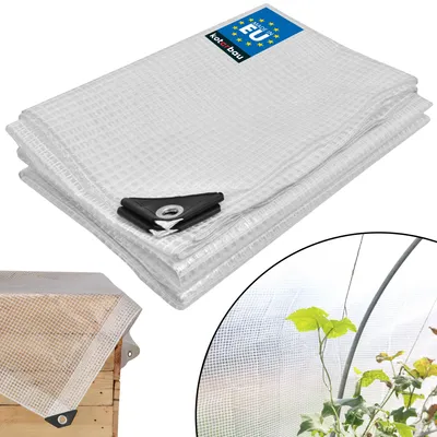 Zdjęcie produktu dla KOTARBAU® Plandeka 120 G/M2 Płachta Ochronna Okryciowa 4x5m Folia Szklarniowamocna Gruba Zbrojona Uniwersalna Wodoodporna Przezroczysta Transparentna, productTiles.product.images.aiGenerated