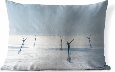Produktbild von MuchoWow® Outdoor Kissen - Nordsee - Windmühle - Sonne - 50x30 cm - Wetterfest - Lounge Kissen - Kissenhüle - baumwollgewebe - Deko-Kissenbezüge