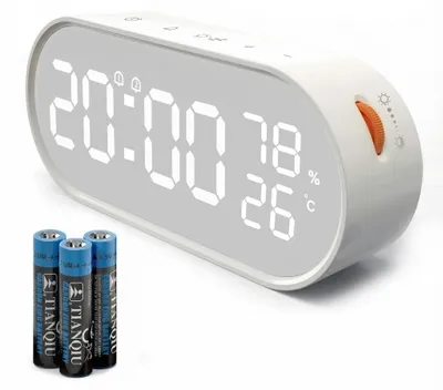 Digitalwecker mit LED-Touchscreen, 2 Alarme, weiß