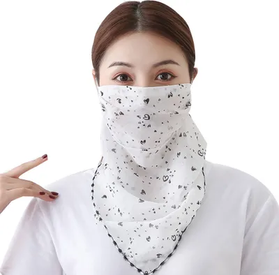 Produktbild von Mode bedruckte Outdoor-Radfahren Atmungsaktive Frauen Anti UV Sonnenschal Gesichtsmaske Herz Weiss