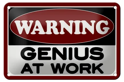 Produktbild von Blechschild Hinweis 18x12cm Warning Genius at work