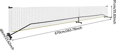 Produktbild von Pickleball-Netz - Mobiles Netz Mit Rollen - 670×60×91 cm - 6 Lenkrollen - Tragetasche - Kunststoff - Weiß