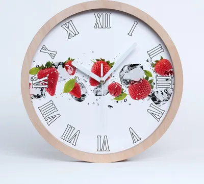Produktbild von Holzuhr 30fi cm wanduhr - weiße Spitzen - Erdbeeren und Wasser