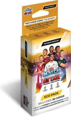 A product box for trading cards, featuring images of soccer players and promotional text.