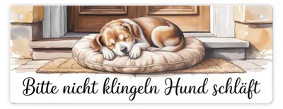 Produktbild von Bitte nicht klingeln Metallschild Hund schläft