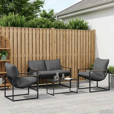 Immagine prodotto di Maison Exclusive - Set divano da giardino 4 pezzi in acciaio nero e antracite