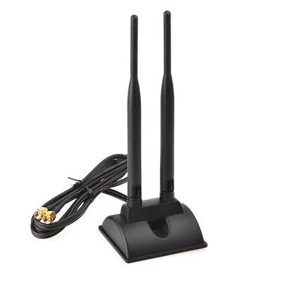 Produktbild von L44C WLAN Antenne 3 m – Dualband 2,4 GHz / 5,8 GHz 6 dBi RP-SMA WiFi Antenne mit Magnetfuß & Adapterkabel