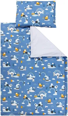 Produktbild von TupTam Kinder Bettwäsche Gemustert 2-Teilig Wendebettwäsche, Farbe: Traktoren / Regenbögen / Blau / Grau, Größe: 135x100 cm