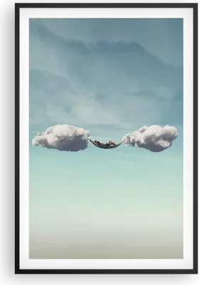 Produktbild von Gerahmtes Poster - Schwarzer Rahmen - Wolken Hängematte Ruhe - 61x91,5 cm - Wand Bild - Wanddeko - Wandbilder - Kunstposter - Wandposter - Bilderrahmen - Bilder - Kunstdruck - P2BPA61x91-4373