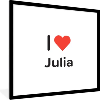 Produktbild von MuchoWow® Gerahmtes Poster Ich liebe - Julia - Mädchen 40x40 cm - Poster mit Schwarzem Bilderrahmen Wandposter Rahmen Foto Bilder - Poster - Plakat im Rahmen