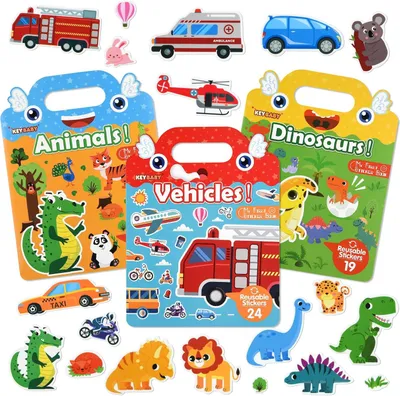 Productafbeelding van 3 stuks herbruikbare 3D-puffy stickers, boek voor kinderen 3-6, jelly-sticker, spel, educatief sensorisch leerspeelgoed, reisspeelgoed en Busy Book