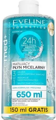 Obrázek produktu pro Eveline FaceMed+ Mattifying Micellar Water odličovací micelární voda pro normální/smíšenou pleť 650 ml