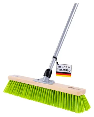 Produktbild von Kehrbesen 50 cm mit stabilem Metall-Teleskopstiel bis 200 cm Länge, formstabile Elaston-Borsten in Neon-Grün, Straßenbesen für Garten, Haus und Hof