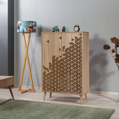 Obrázek produktu pro Skye Decor, Multibox - 124, víceúčelová skříň, dub Sonoma, 100 % MELAMÍNEM POVLÁKNĚNÁ DESKA, 80 x 36 x 127 cm
