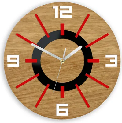 Produktbild von ModernClock, Wanduhr, Wohnzimmer, große Wanduhr aus Eiche, Alladyn