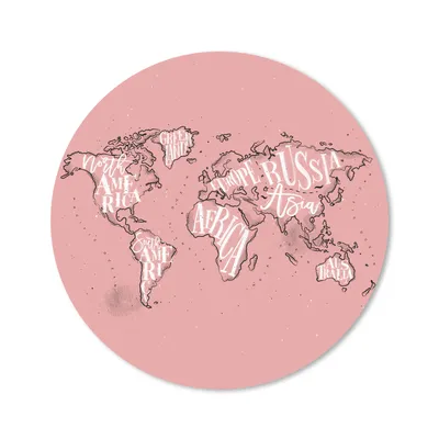 Produktbild von MuchoWow® Mauspad Mousepad Weltkarte - Rosa - Weiß - Buchstaben 40x40 cm - Mousepads - Maus Mat - Pad - Mausunterlage - Schreibtisch Accessoires