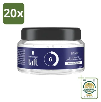 Imagen del producto de 20 unidades de gel moldeador Taft Men Power Titane, fijación fuerte, 250 ml, pack ahorro