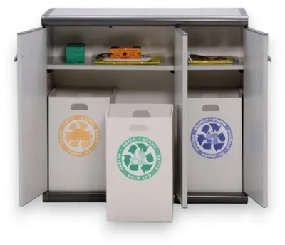 Immagine prodotto di Armadio basso per secchi raccolta differenziata 3 ante in resina scik cm 93,6x39x86h