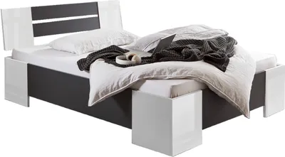Produktbild von Futonbett LINZ, Bett, weiß Hochglanz / anthrazit, 140x200