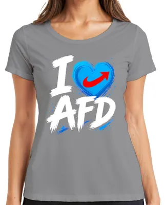 Produktbild von I Love AfD Blaues Herz Patriot Deutschland Statement Sarkasmus Damen T-Shirt, Grau, XL