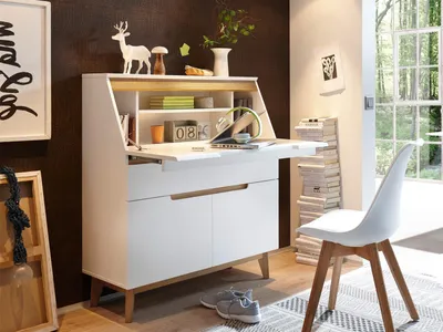 Produktbild von Sekretär >Griffith< in Weiß/Matt aus MDF - 97x113x40cm (BxHxT)
