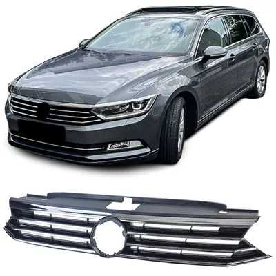 Immagine prodotto di Griglia anteriore sportiva, colore nero cromato, per Volkswagen Passat modello 3G B8, dal 2014 al 2019