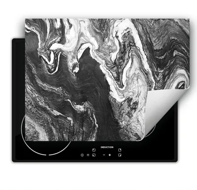 Produktbild von DarHaus Herdabdeckplatte 80x52 cm Anti Rutsch Matte Aufrollbar, grau - Marmor