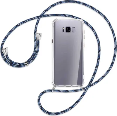 Produktbild von Handykette Backcover-Schutzhülle mit Band (Metall silberfarben) für Samsung Galaxy S8 Plus - Blautöne
