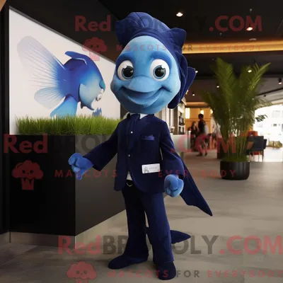 Produktbild von Navy REDBROKOLY Betta Fisch Maskottchen Kostüm Charakter gekleidet mit einer Anzughose und Schlüsselanhängern