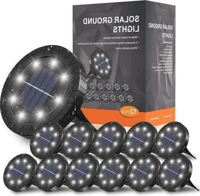 Immagine prodotto di Lampada da terra bianca a energia solare con 8 LED per esterni, impermeabile IP65 - 12 lampade da giardino a LED