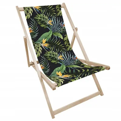 Produktbild von Liegestuhl klappbar aus Holz mit Aquarell-Motiv – Klappstuhl Klappliege Sonnenstuhl Strandstuhl Gartenliege