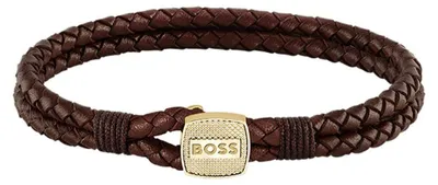 Obrázek produktu pro Hnědý náramek z pletené kůže Seal 1580667 - Délka: 19 cm.