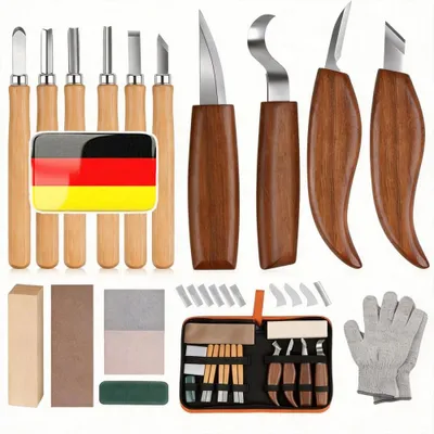 Image de 17 pièces : outils de sculpture, couteau de sculpture, ensemble pour sculpter le bois, outils de sculpture, ensemble de couteaux