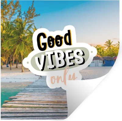 Produktbild von MuchoWow® Wandtattoo Wandsticker Wandaufkleber Sommer - Zitate - Palme - Strand 30x30 cm Selbstklebend und Repositionierbar - Repositionierbar - Wasser abweisend