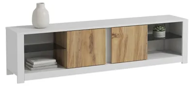 Produktbild von Vogogna - TV-Schrank, 180x35x45 cm Weiß, 2 Einlegeböden