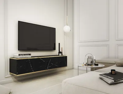 Produktbild von TV Lowboard RTV-Schrank Fernsehtisch ORO 135 Schwarz/Marmur