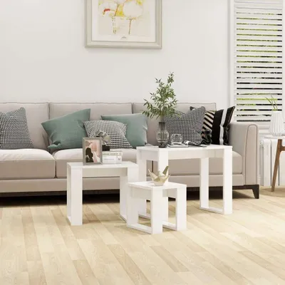 Produktbild von vidaXL Sada stolov 3-dielna Biele drevo Materiál